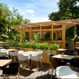 Zadaszenie geometryczne oraz bar - „Domek nad Fosą”