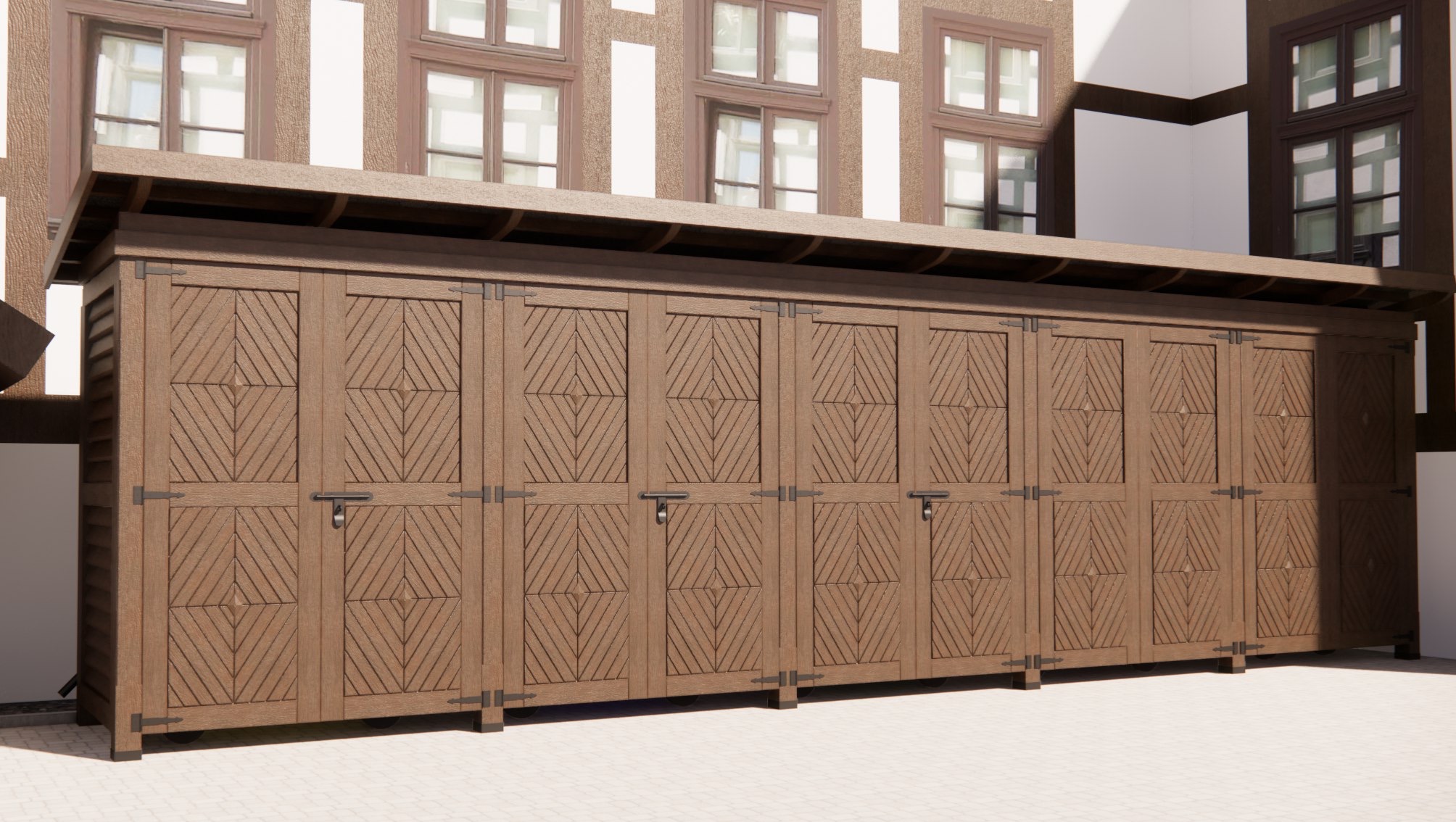 Budowa w trakcie. Wiata z drzwiami wzorowana na XVIII wiek Polskiego cieślictwa