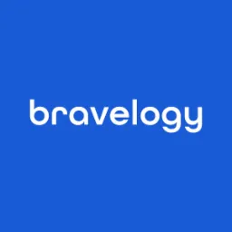 Logo firmy Braveology na jednolitym, niebieskim tle.