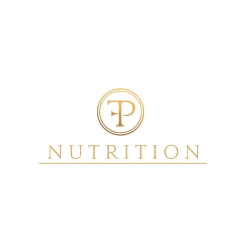 Złote logo z literami T i P w okręgu, nad napisem NUTRITION podkreślonym poziomą linią, na białym tle.