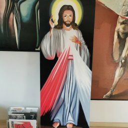 Akryl, płótno, 180x60cm 
"Jezus miłosierny" 
