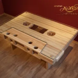 Stolik kawowy w kształcie kasety.