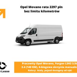 Pracowity Opel Movano Movano, Furgon L3H2 3.5t,
2.4 (140 KM), 6-biegowa skrzynia manualna, Kolory:  biały, Rok produkcji 2022. Pojazd dostępny od ręki 
Interesują cię inne samochody 
Dzwoń: 514 439 985
Pisz: poludnie@clicklease.pl
