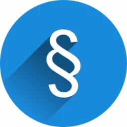 Ikona paragrafu w kolorze białym na niebieskim tle z długim cieniem.