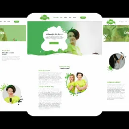 Strona internetowa firmy animacyjnej Zielona Fantazja, prezentująca sekcje 'O nas', 'Animacje dla dzieci', 'Oferta', 'Animacje Weselne', 'Animacje na urodziny', z zielonymi akcentami...