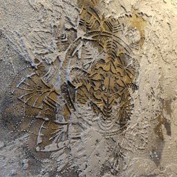 Kalmia Enterprise Sp zoo - Dekoracyjna struktura ściany z wyraźnym, wypukłym motywem roślinnym w odcieniach złota i srebra, wykonana techniką reliefu.