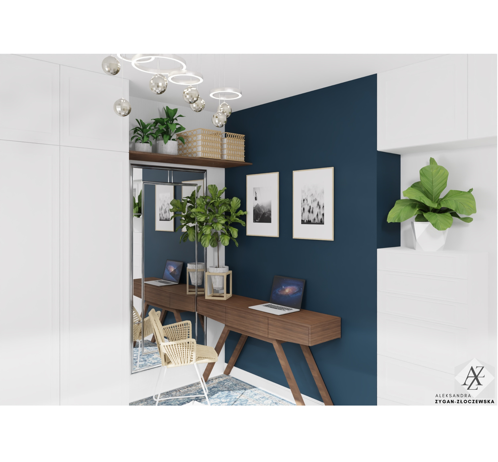 Kącik do pracy w sypialni inwestorów.