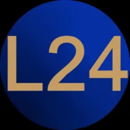 Logo firmy z napisem L24 w kolorze złotym na ciemnoniebieskim okręgu.