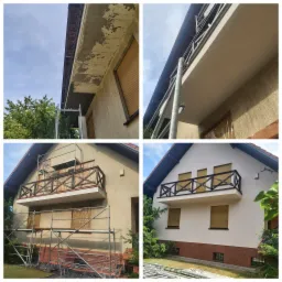 Tynkowanie balkonów i ubytków w elewacji, malowanie