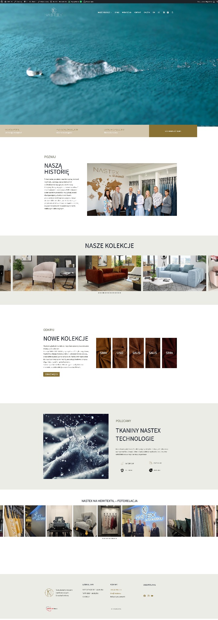 Wielojęzyczna strona internetowa NASTEX z rozbudowaną ofertą podzieloną na kategorie, blogiem i czytelną strukturą, intuicyjną nawigacją, działająca na różnych urządzeniach.