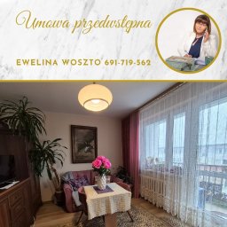 Przytulne wnętrze mieszkania w Legionowie, z dekoracjami i widokiem z okna, prezentowane przez agentkę nieruchomości Ewelinę Woszto. Umowa przedwstępna.