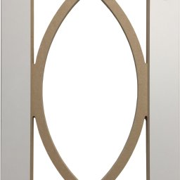 E-Kuchnia Tomasz Koszycki - Biała rama szafy z dekoracyjnym ażurowym wypełnieniem w kształcie elips i krzyży z surowego MDF.