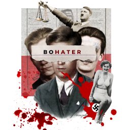 Kolaż z wykorzystaniem metody design thinking - boHATER (przedstawia polskich bohaterów narodowych w czasie 2 wojny światowej i podkreśla ich losy i stosunek do wroga nawzajem - HATER (ang. hejter)