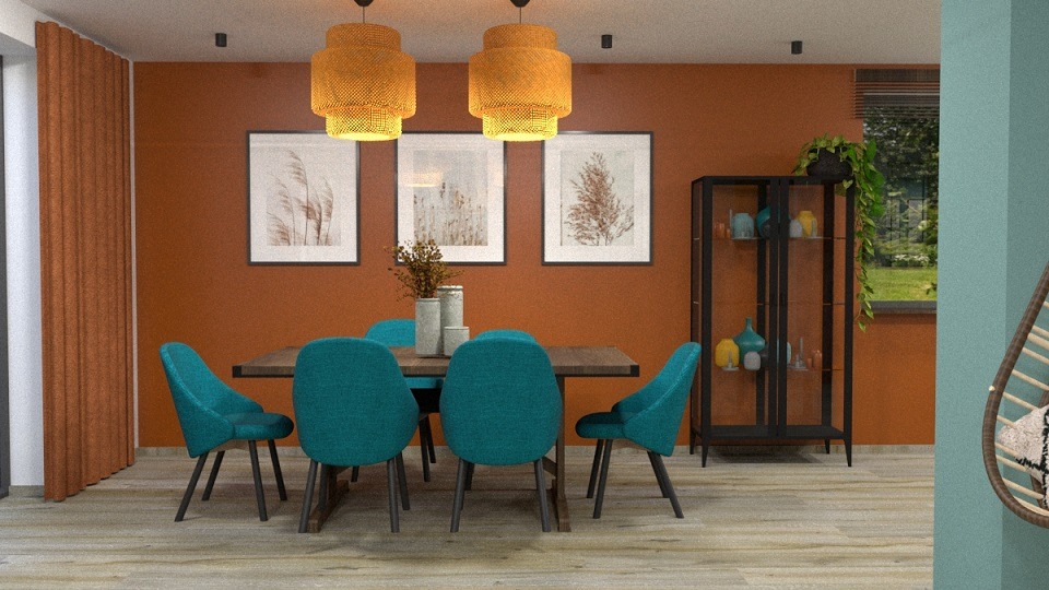 Projekt jadalni w żywych kolorach
