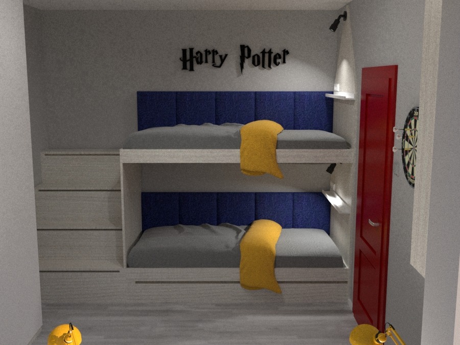 Projekt pokoju dwóch chłopców z łóżkiem piętrowym