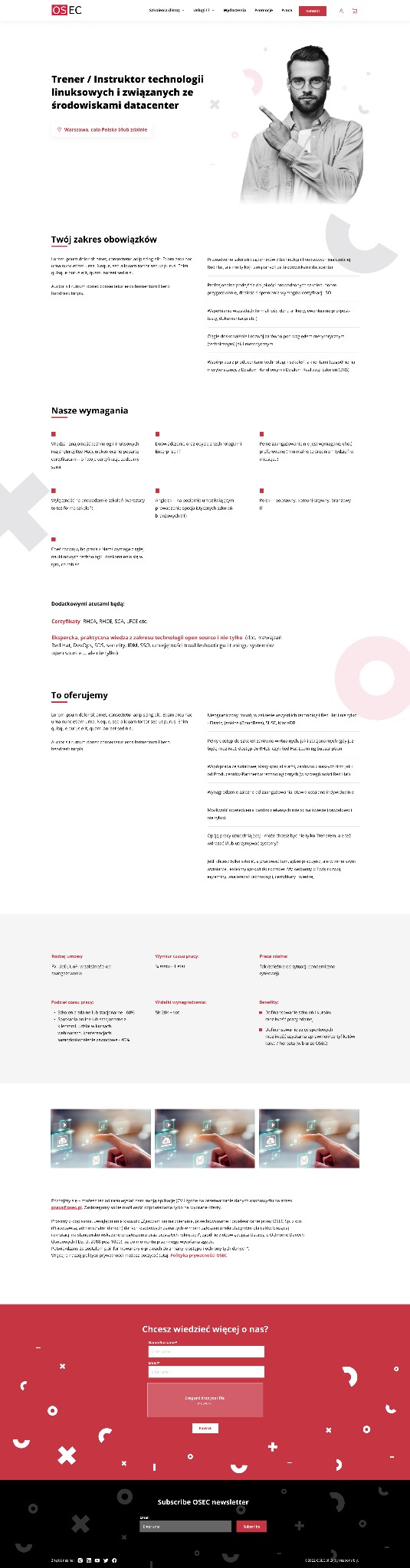 One page dla poszukiwania pracowników