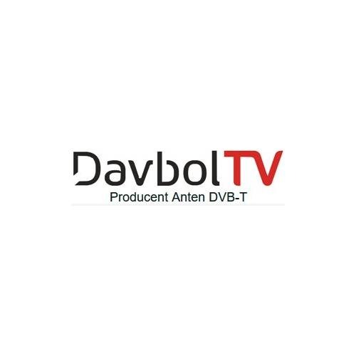 Logo DavbolTV, producent anten DVB-T, z czarnym napisem 'Davbol' i czerwonym 'TV' na białym tle.