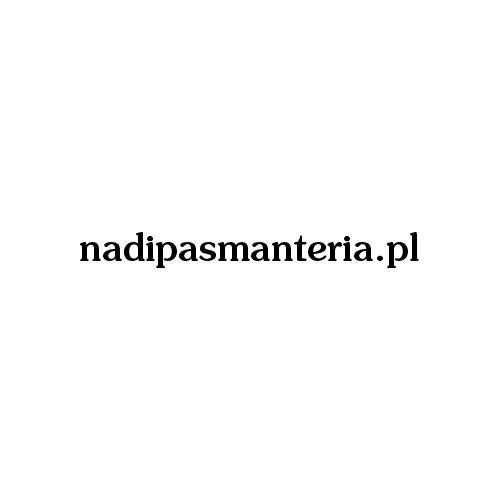 Tekst 'nadipasmateria.pl' na białym tle, prawdopodobnie adres strony internetowej firmy z pasmanterią.