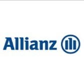 Logo Allianz w kolorze niebieskim na białym tle.