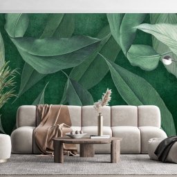 fototapeta malowane liście bananowca w odcieniu morskim zielonym
