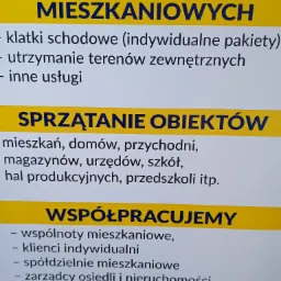 Ogłoszenie firmy NAT-MAR z Niestępowo oferującej sprzątanie wspólnot mieszkaniowych, obiektów, w tym klatek schodowych, domów, urzędów i hal produkcyjnych.