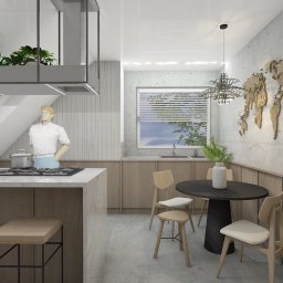 Mieszkanie na poddaszu w stylu Japandi, który łączący japoński minimalizm ze skandynawskim ciepłem w aranżacji. Połączenie betonu i drewna, które właściciel bardzo uwielbia. 