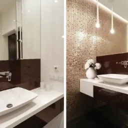 łazienka z mozaiką miedzianą