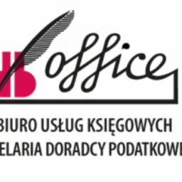 Logo biura usług księgowych i kancelarii doradcy podatkowego z piórem i napisem 'office'.