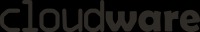 Logo firmy Cloudware na ciemnym tle, napis w szarym odcieniu, lekko nieostry.