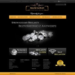 Wojoweb- Nowoczesne strony internetowe - Strona internetowa firmy M&M Gold z Krakowa, prezentująca ofertę brylantów i biżuterii, z hasłem 'Sprowadzamy brylanty bezpośrednio z Antwerpii' i sekcjami nowości, brylantów luzem oraz skupu...