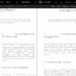 Ilustracja etapów współpracy z firmą projektową z Augustowa, prezentująca schemat procesu od zbierania informacji, przez pracę koncepcyjną, dokumentację techniczną, aż po kosztorysowanie.