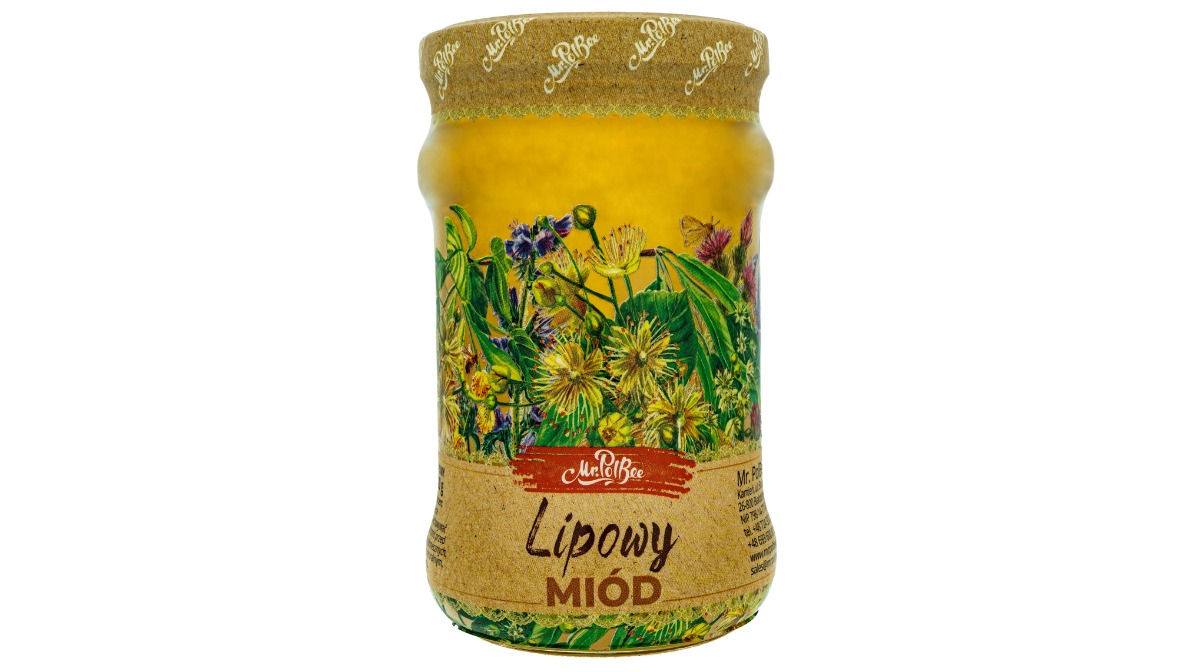 Miód Lipowy płynny - Słoik 400 g