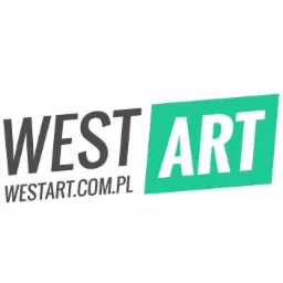Logo firmy West Art z adresem strony westart.com.pl, czarne litery na białym tle z zielonym akcentem.