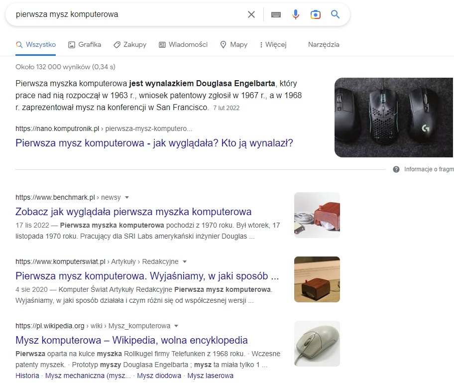 Top 1 na frazę 'Pierwsza mysz komputerowa'