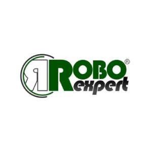 Zielono-szare logo firmy Robo Expert z charakterystyczną cyfrą 1 wkomponowaną w okrąg.