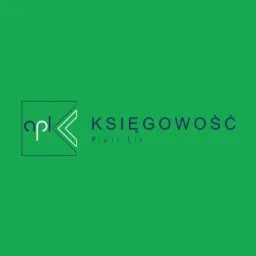 Logo firmy księgowej: stylizowany napis 'apl' w kwadracie z otwartym bokiem, obok napis 'KSIĘGOWOŚĆ Piotr Lis' na zielonym tle.
