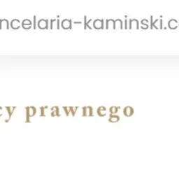 Logo Kancelarii Radcy Prawnego Adam Kamiński z danymi kontaktowymi: numer telefonu, adres e-mail i odnośnik do WhatsApp.