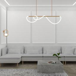Salon w domu jednorodzinnym o charakterze minimalistycznym z dodatkiem elementów klasycznych. 