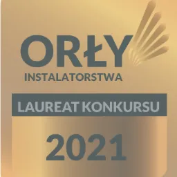 Złota odznaka 'Orły Instalatorstwa - Laureat Konkursu 2021', przyznana firmie z Nowego Sącza.