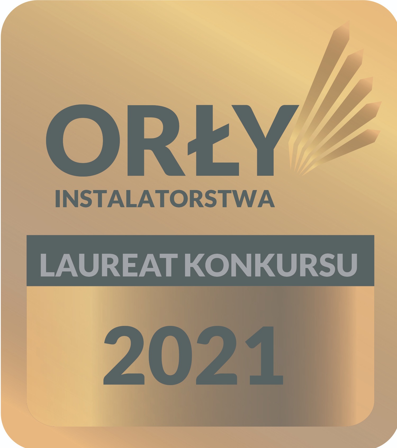 Złota odznaka 'Orły Instalatorstwa - Laureat Konkursu 2021', przyznana firmie z Nowego Sącza.