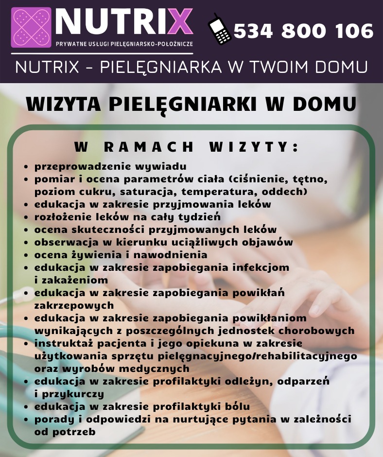 Wizyta pielęgniarki w domu pacjenta w dogodnym terminie.