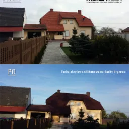 Przemalowanie dachu pokrytego dachówką cementową.