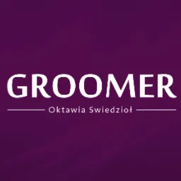 Logo groomera Oktawii Swiedzioł na fioletowym tle z subtelnymi gradientami.