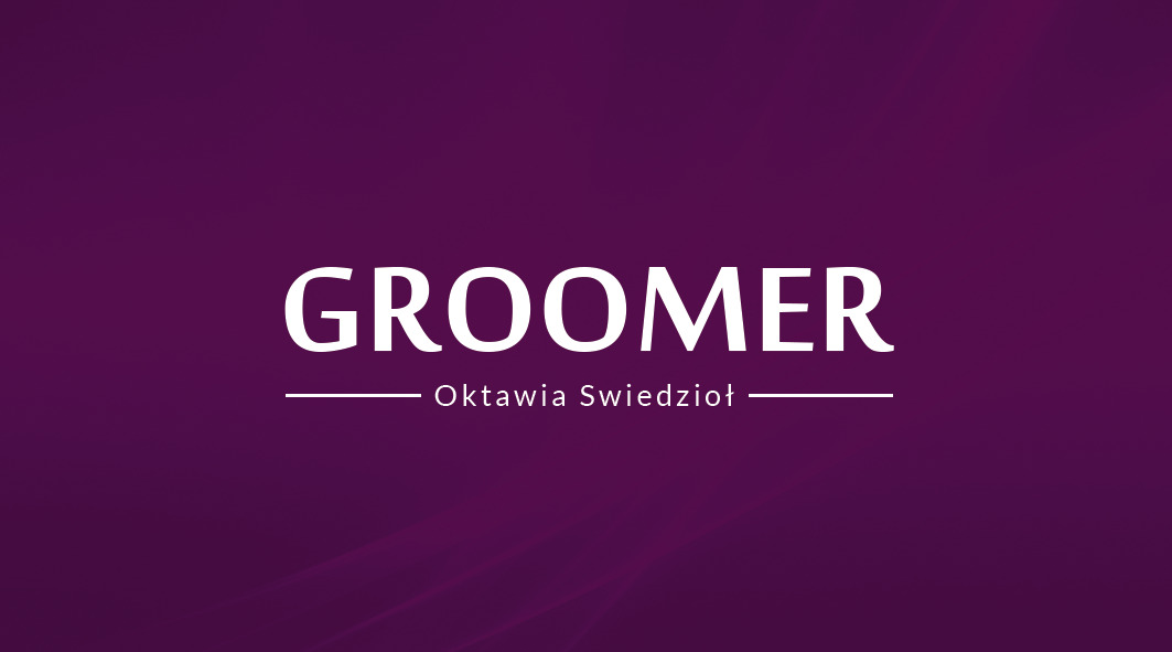 Logo groomera Oktawii Swiedzioł na fioletowym tle z subtelnymi gradientami.