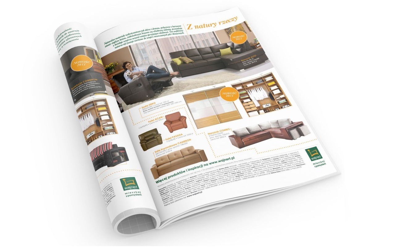 Reklama prasowa producenta mebli Wajnert.