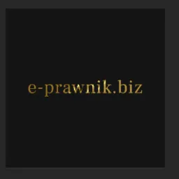 Złoty napis 'e-prawnik.biz' na czarnym tle.