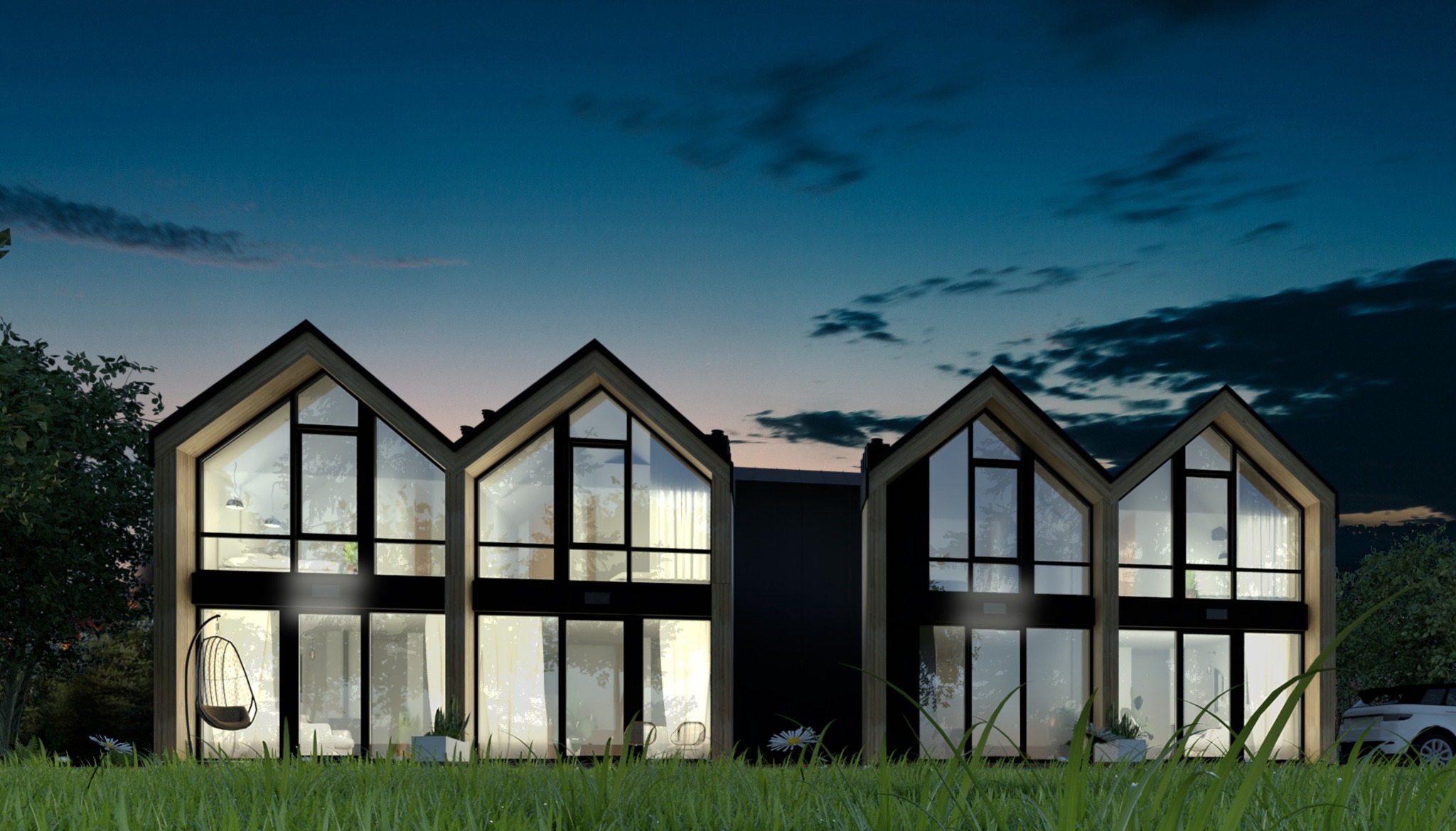 Nadmorskie bliźniaki w nocnej odsłonie.