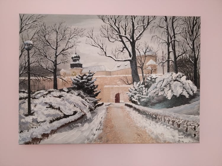 Obraz malowany na podstawie autorskiego zdjęcia 'Zamek w Pieskowej Skale'