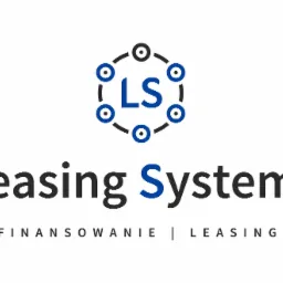 Logo firmy Leasing Systems z symbolem graficznym sześciu połączonych okręgów wokół liter LS, poniżej nazwa firmy i hasło: Finansowanie | Leasingi.