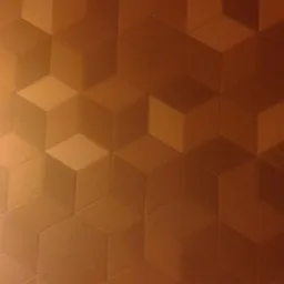 Teksturowana ściana z efektem 3D w odcieniach brązu i beżu, tworząca iluzję wystających sześcianów, oświetlona z lewej strony.